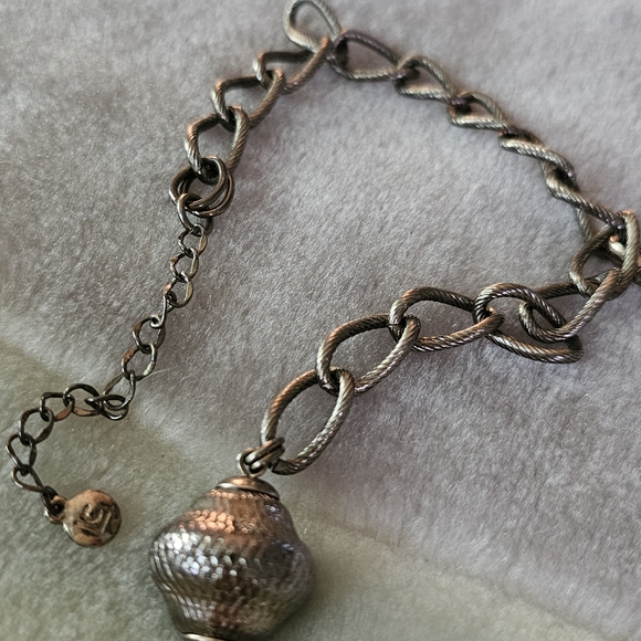 LIZ CLAIBORNE Chunky Double Rope Necklace Oxidized Silver Tone LOT710 - Picture 7 of 11